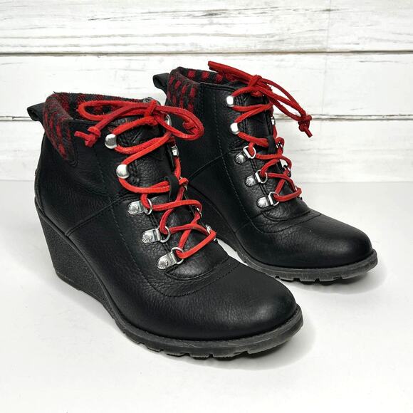 Sperry Celeste Wedge Boot Black Plaid Lace Up Shoe Size 10 - Picture 1 of 10